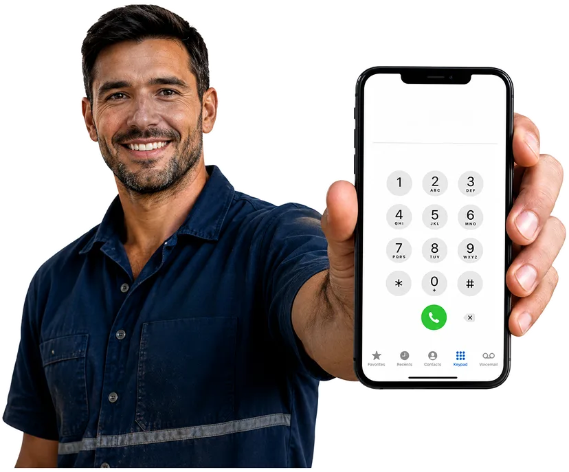 Plumber on the phone taking a Eastwood callout