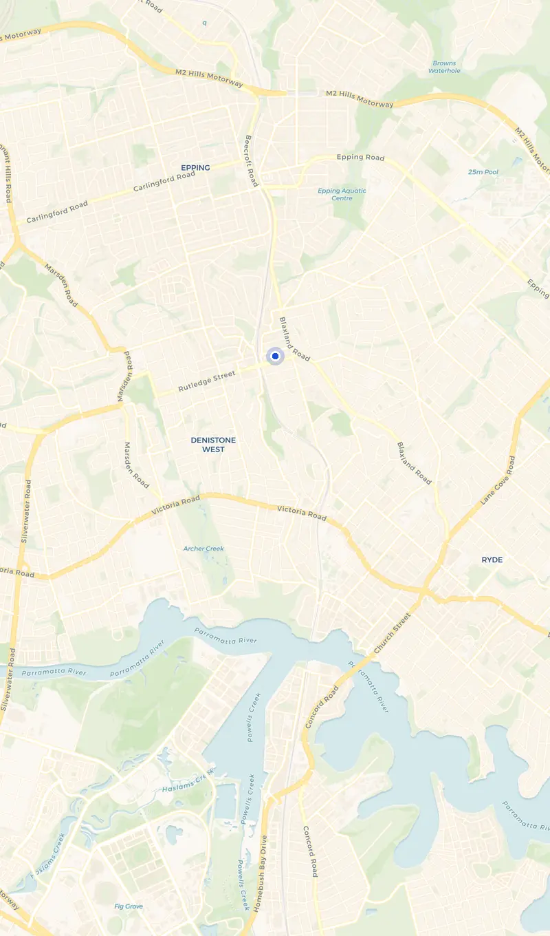 Map of the Eastwood service area and the surrounding suburbs we cover.