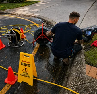 Repairing a burst drain pipe at a Eastwood home